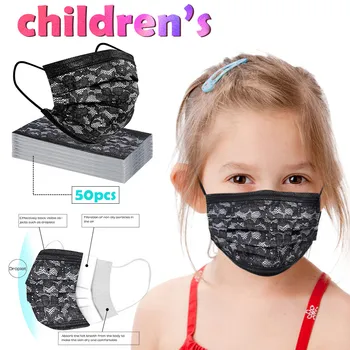 

Kid Children masques Earloop Mouth Mask Breathable face mask fashion Lace Dustproof Protective Three Layer Disposable Face Mask