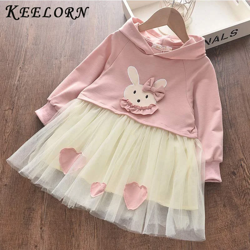 Keelorn Girls Dress 2020 Winter Solid Layered Long Sleeve Clothes Hoodie Vestidos Kids Party Casual Tutu | Детская одежда и обувь