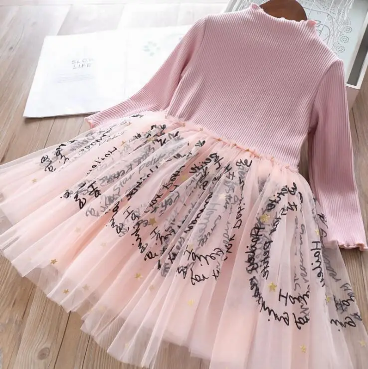 ; зимнее платье для девочек; утепленные тюлевые платья-пачки с цветочной вышивкой для маленьких девочек; детское платье; детская одежда