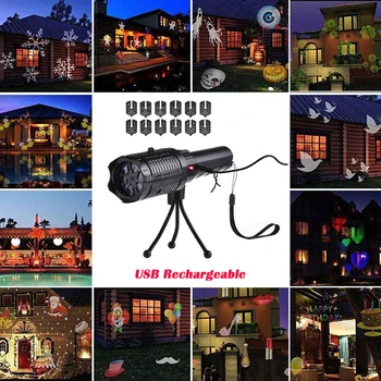

Christmas LED Projector Light 12 Patterns Disco Stage Light Snowflake Projection Outdoor Waterproof Home Garden Decor No Battery