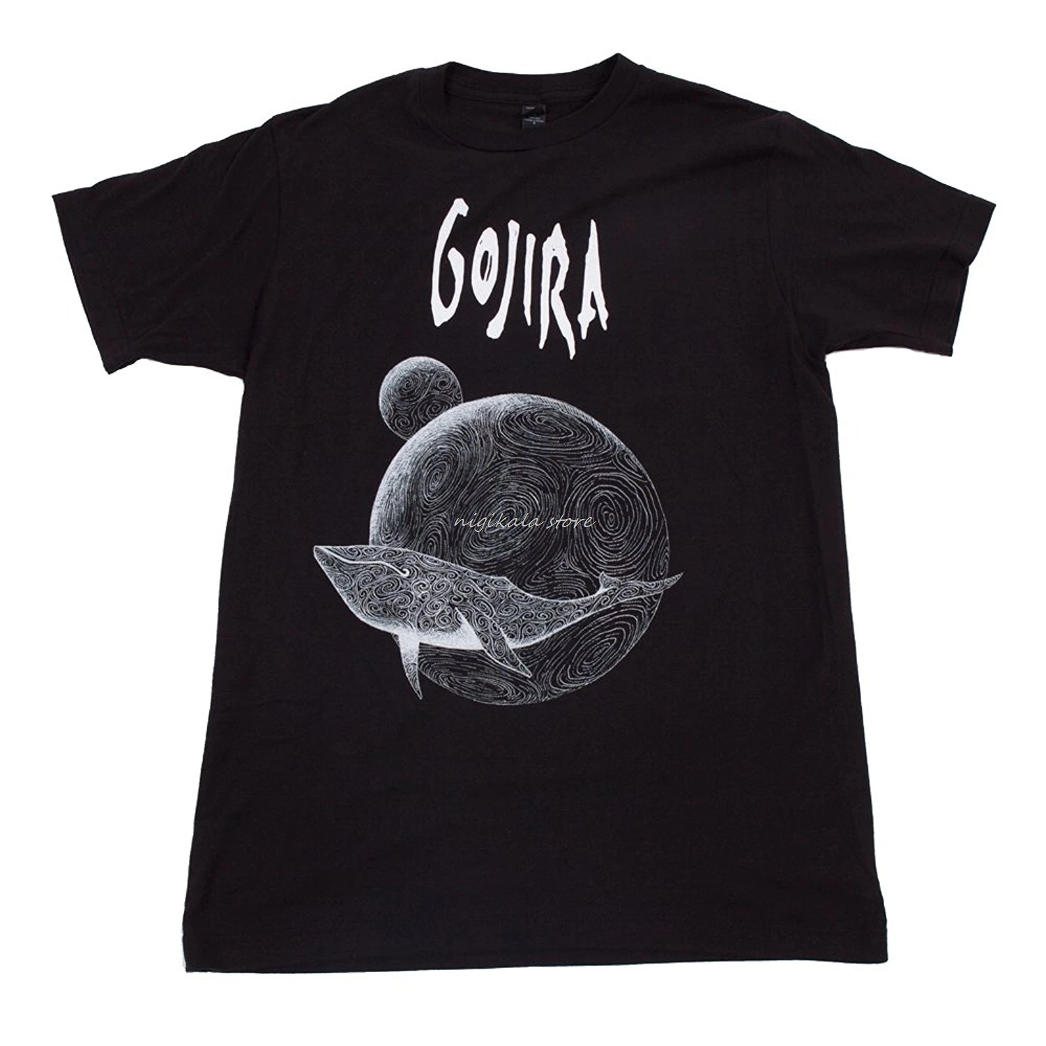 Gojira Летающий КИТ Футболка-Большой "короткий рукав модная футболка Прямая поставка" - Цвет: Черный