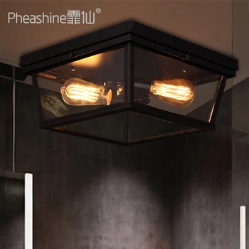 

American study retro ceiling lamp industrial balcony iron personality creative entrance ceiling lamp corridor glass lamps