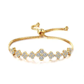 

New Zircon Four-leaf Clover Bracelet Wild Student Simple Ins Girl Heart Four-leaf Clover Fashion Hand Jewelry