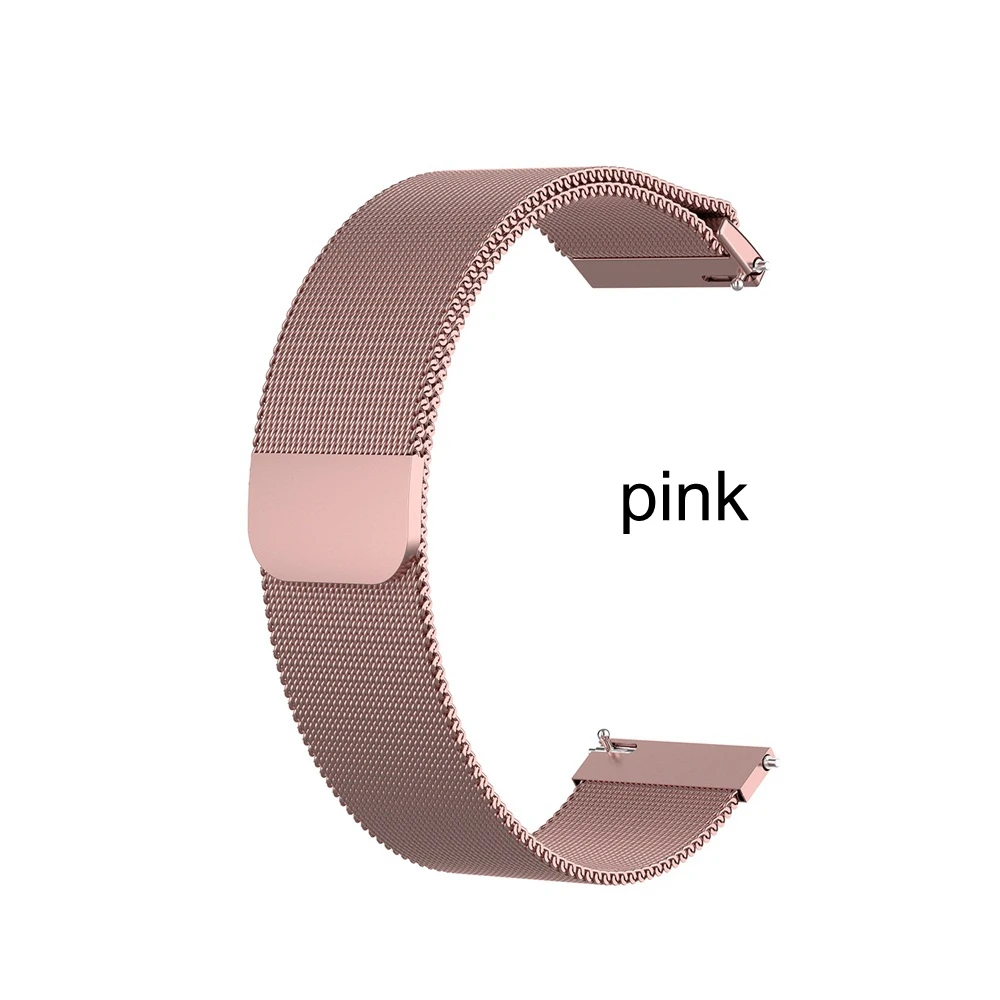 pink Миланская петля ремешок для часов магнитный ремешок из нержавеющей стали 20 мм модный браслет напульсники для samsung Galaxy Watch Active 2 - Цвет: pink