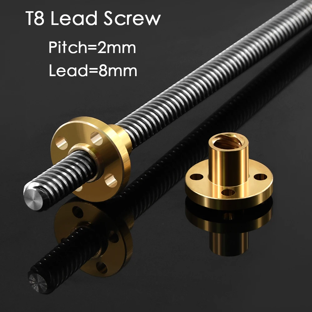 Lead Screw 100mm 150mm 250mm 300mm 330mm 350mm 3D Printers Parts 8mm Trapezoidal Screws Copper Nuts 