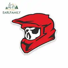 EARLFAMILY 13cm x 13cm Motocross Biker Skull Car Stickers Sunscreen Vinyl JDM Bumper Trunk Truck Graphics Waterproof Anime