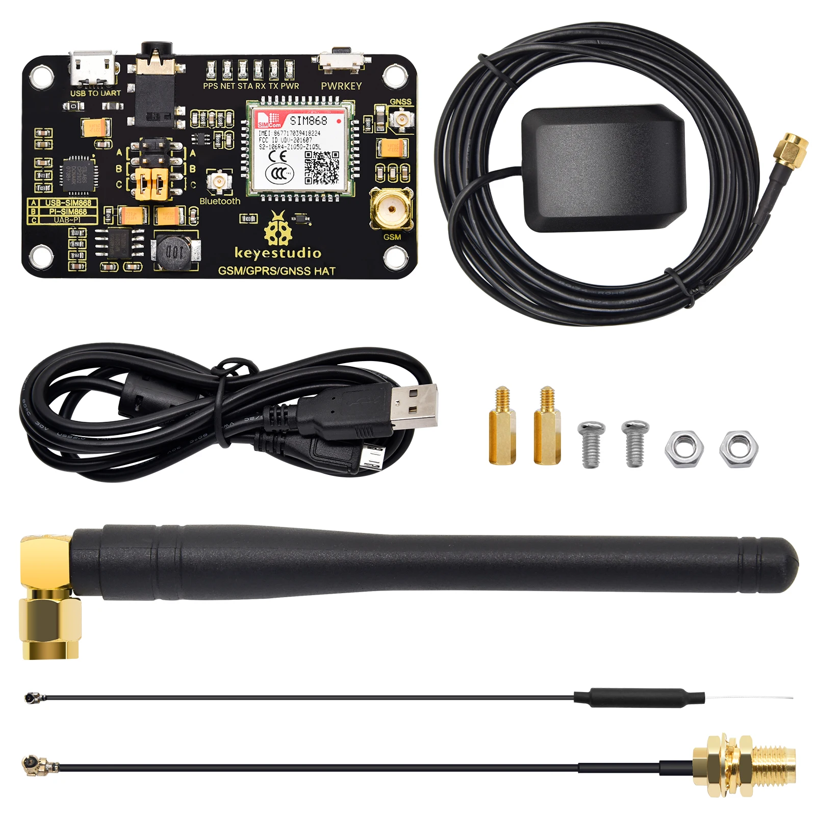 Keyestudio Sim868 Modulo Gps Scheda Di Espansione Hat Gsm/Gprs/Gnss Bt Compatibile Con Raspberry Pi 2B 3B 3B + Zero Zero W