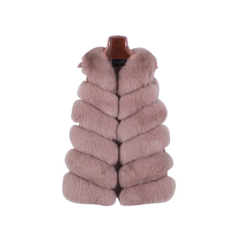 

2019 Real Fox Fur Vest Winter Coat Women Long Slim Thicken Warm New Fashion Natural Fox Fur Sleeveless Vest Luxury Brand