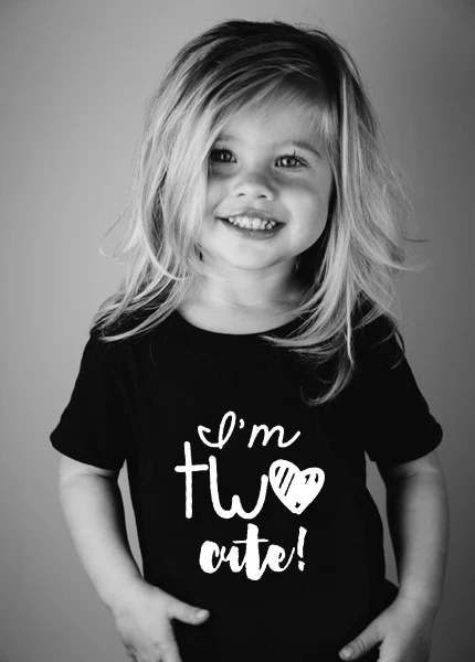 I'm TWO Cute Shirt Birthday T Shirt Newborn Baby Short Sleeve Black Cute Tops Birthday Party Summer Short Sleeve T-shirt Tee 4