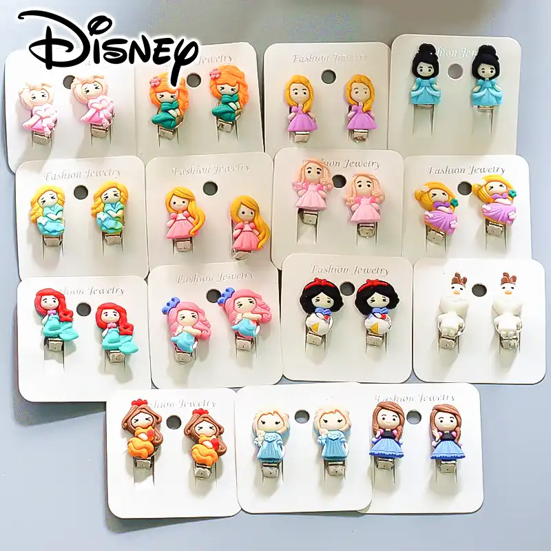 Pendientes De Princesa De Disney Con Dibujos Animados Para Ninos Y Ninas Joyeria Con Clip Para Las Orejas Accesorios De Maquillaje A La Moda Aliexpress