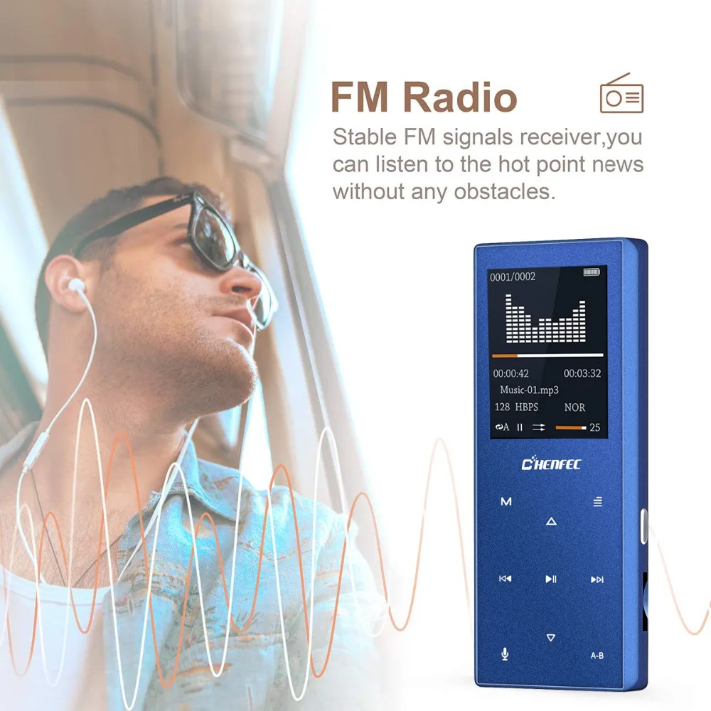 CHENFEC C12 MP3 плеер с Bluetooth 4,0 Встроенный 8 Гб динамик музыкальный плеер Поддержка FM радио Запись Иврит Русский