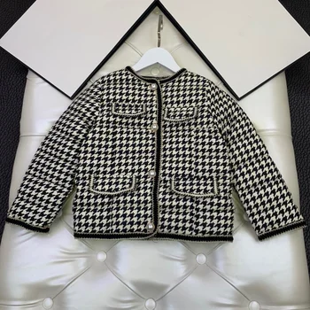 

European and American children's wear 2020 winter new style Boys and girls with long sleeves Fashion plaid cotton-padded jacket