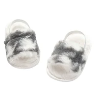 Baywell Baby Girls Leopard Plush Sandals Faux Fur Slides Sandals Newborn Non-Slip Shoes Indoor Outdoor Infant Slippers 0-18M 5