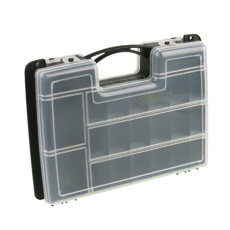 27x20x7 см части ящик для хранения инструментов пластиковый отсек с крышкой ящик для инструментов комбинированная классификация Винтовая Коробка - Цвет: Черный