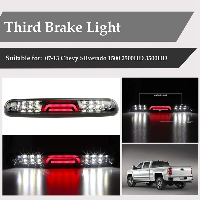 СВЕТОДИОДНЫЙ Автомобильный тормозной светильник, черный для Chevy Silverado/GMC Sierra 1500 2500HD 3500HD 07-13