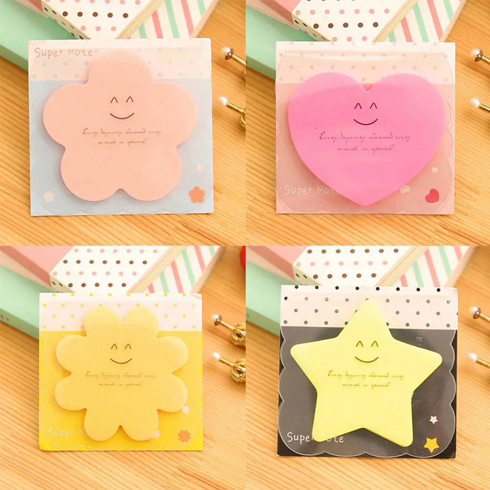 

Cute Kawaii Star Flower Heart Cloud Shaped Sticky Notes Post It Adhesive Memo Pad Planner Stickers Paper Bookmarks Stationery