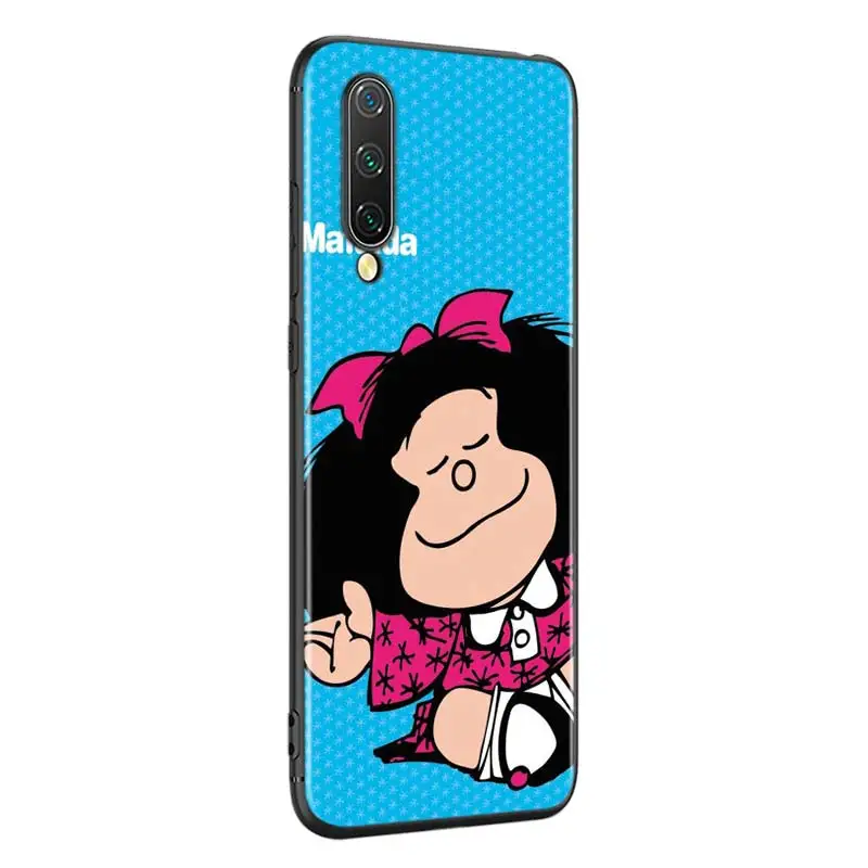 Черный силиконовый чехол с милым мультипликационным принтом Mafalda для Xiaomi Mi A3 A2 A1 5X6X6 8 9 Lite 9SE CC9 F1 9T 9TPro Play чехол для телефона