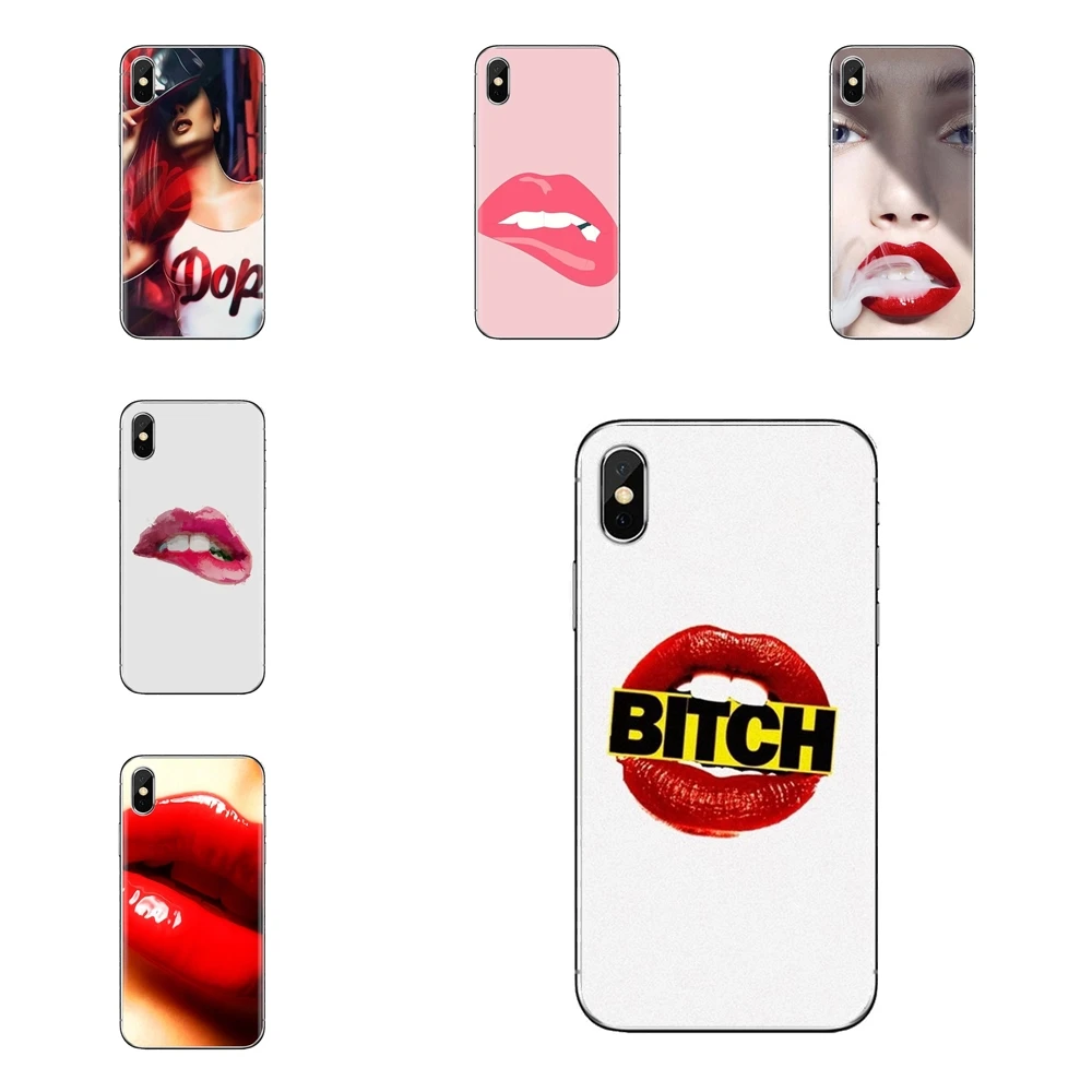 Силиконовый чехол сексуальные красные губы изображения кабеля для iPhone XS Max XR X 4 4S 5