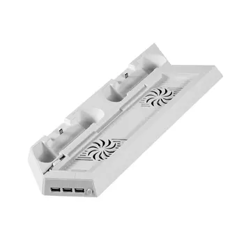 

Vertical Stand with Cooling Fan Charging Station Console Dualshock 2 Controllers with Dual Charger Ports USB HUB for PS4