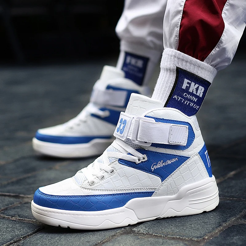 Men's Skateboard Sneakers Outdoor High-top Casual Thick-soled Lace-up Shoes Korean Fashion Simple Wild Student Heighten Shoes