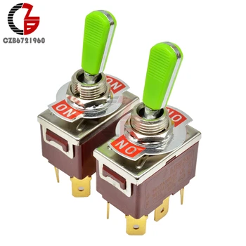 

E-TEN(C) 1321 Green Shaft Toggle Switch 31.5*19.5MM Red 6Pin On-Off Switch Silver Contactor 250V 16A for Car Speaker PC