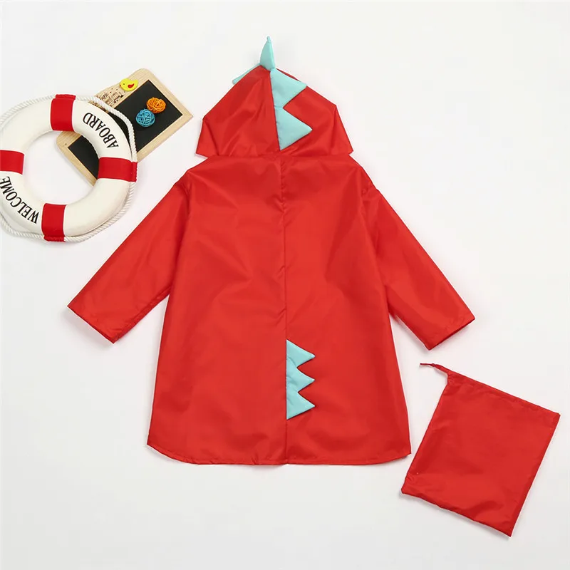 Children's raincoat Baby Dinosaur Boys Girls Children Windfight Kindergarten Clothes Raincoat+Bag #4AA22 (7)