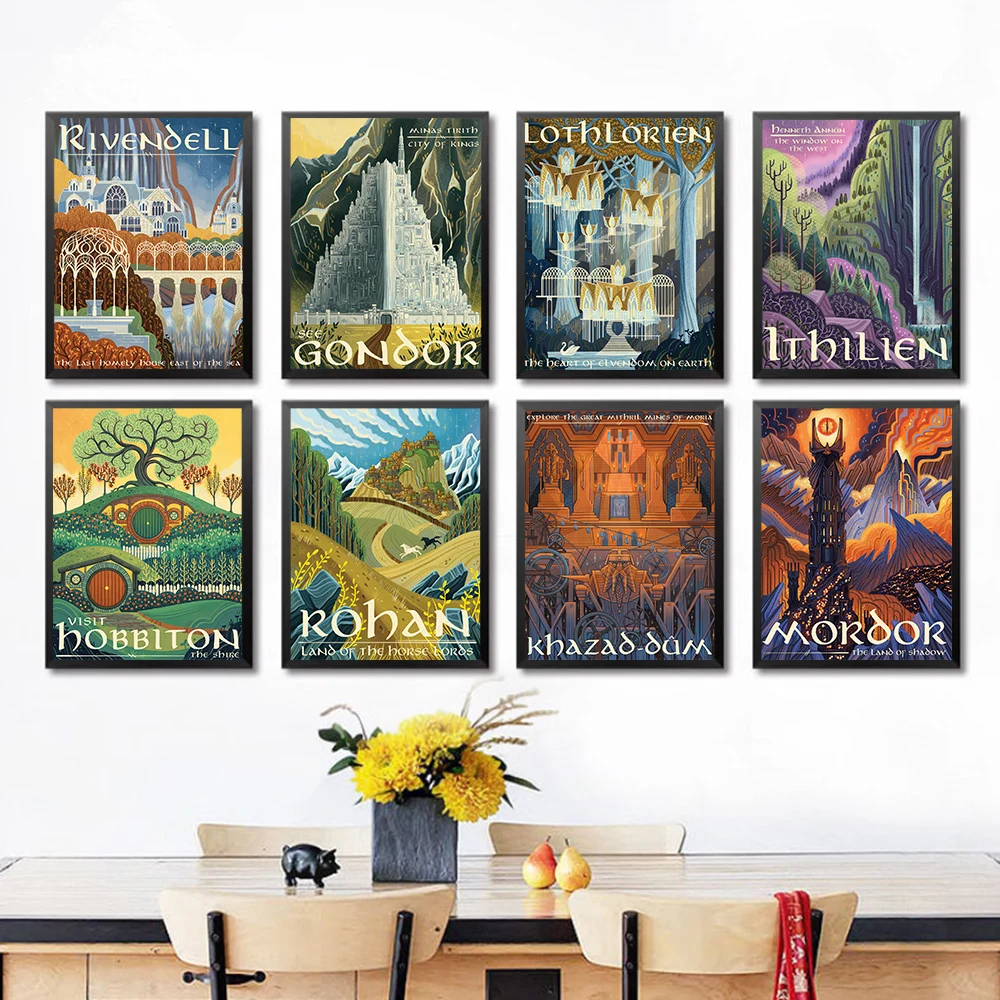 

Travel Middle Earth Landscape Canvas Wall Art Poster Nordic Print Painting Nature Decoration Pictures Modern Home Decor No Frame