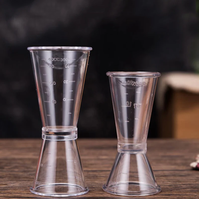 S/L Jigger, Одноместный двойной стакан для коктейля, вина, мерная чашка для бара, вечерние, кафе, дома, прозрачный пластиковый градуированный мерный стакан