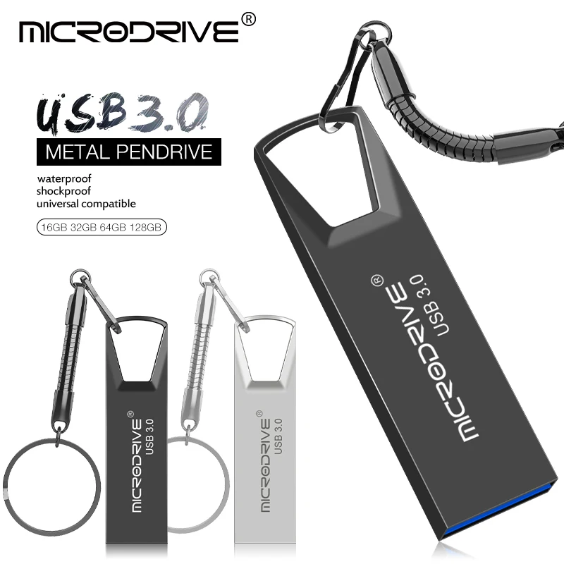 Флэш накопитель флеш USB 3 0 128 Гб 64 ГБ 32 16 водонепроницаемый серебристый/черный|USB
