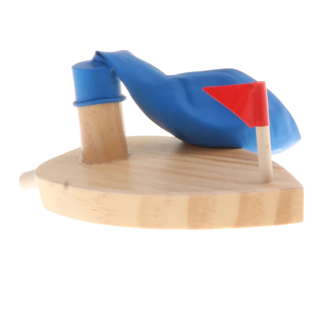 Air Balloon Powered Wooden Boat Toy Childs Gift Physics Science Educational Gifts