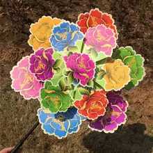 Три слоя цветы ветер Спиннер игрушки в виде ветряной мельницы украшения сада ветровое колесо вертушка цветочные красочные детские игрушки