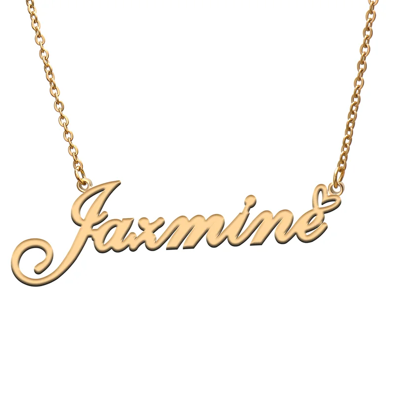 

Jazmine Name Tag Necklace Personalized Pendant Jewelry Gifts for Mom Daughter Girl Friend Birthday Christmas Party Present