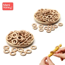 

50PCS Customize Logo Wooden Ring Wooden Ring Baby Teether Circle Beech Ring Natural Wood Rodent Teething Rings Baby Nursing