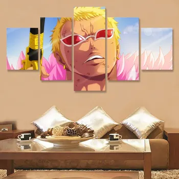 

Wall Art Pictures One Piece HD Prints Poster 5 Set Home Decor Japan Anime Role Canvas Paintings Modular Frame For Living Room
