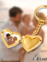  Vnox Personalize Engrave Name Heart Locket Key Chains for Women Men,Custom Family Love Photos Anniversary Keepsake Gifts 