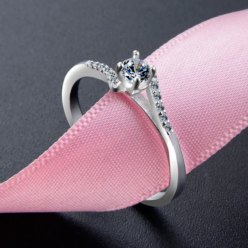 Bague Ringen Стерлинговое Серебро 925 ювелирные изделия кольца для женщин девять сердец и один цветок Простые современные модные Свадебные обручальные кольца
