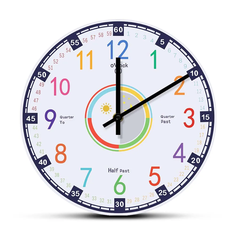 Обучающие настенные часы Kindergarden Preshool Math Activity Silent Non-ticking Подвесные часы домашний декор для детей
