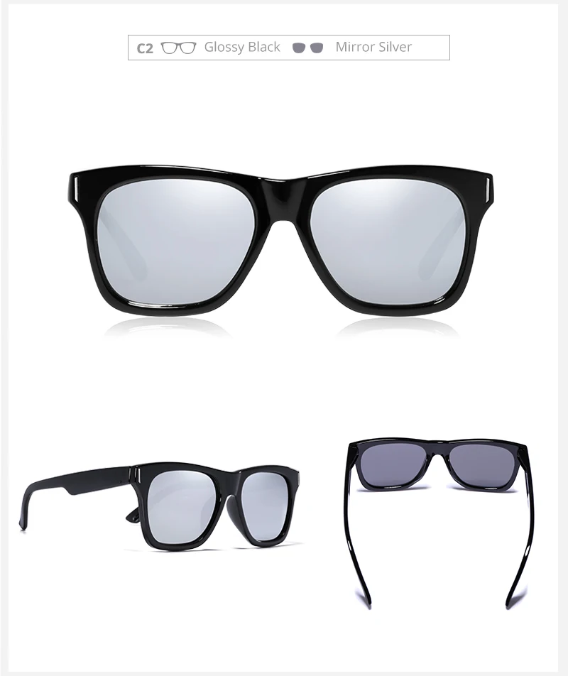KDEAM Легкие мужские Квадратные Солнцезащитные очки поляризованные чёрная глянцевая оправа на молнии чехол в комплекте cat3 CE