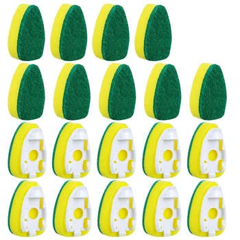 

18 Pieces Dish Wand Refills Replacement Sponge Heads Scouring Scrubber Pads Heavy Duty Dish Wand Sponge for Kitchen Sink Cleanin