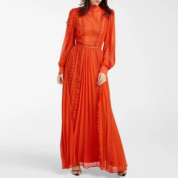 

Gedivoen Autumn Fashion Runway Midi Dress Women Long Sleeve Lace High Waist Pleated Dress Elegant High Street Dresses Vestidos