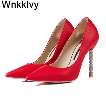 

Spring autumn shoes women Pointed toe crystal diamond stilettos sexy shallow mouth pumps Fashion gold silver girls high heels