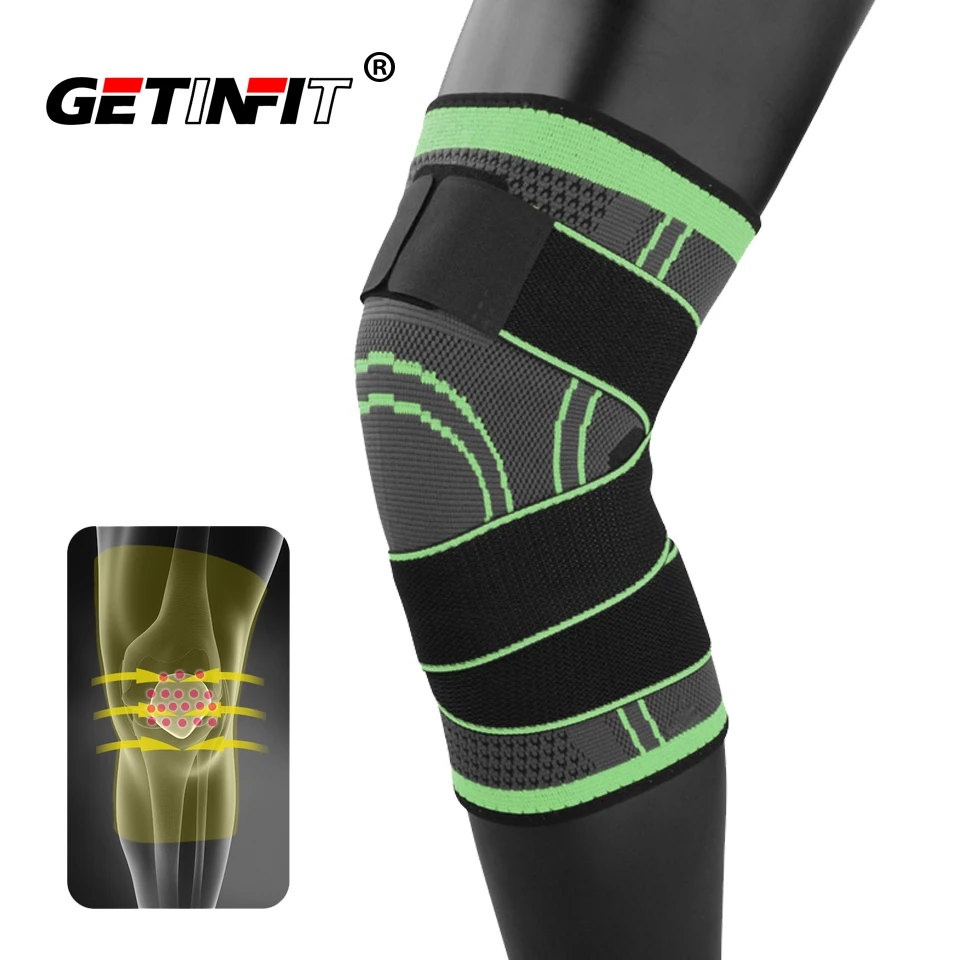 

New Fashion 1Pcs 1PC Sports Kneepad Men Pressurized Elastic Knee Pads Support Fitness Gear Basketball Volleyball Brace Protector