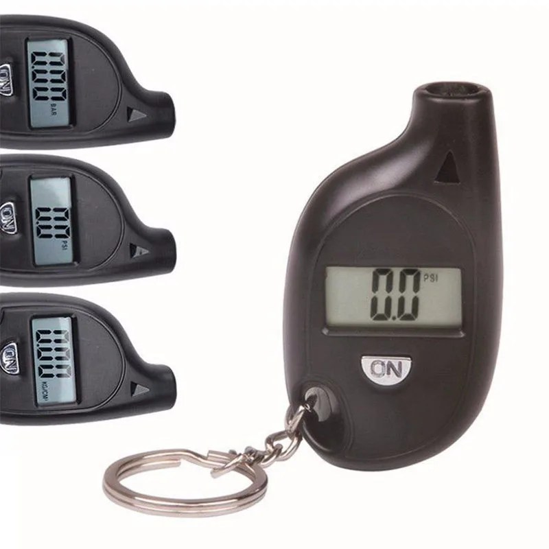 PSI Бар кг/см2 колеса манометр Черный Цифровой шин давление брелок для ключей