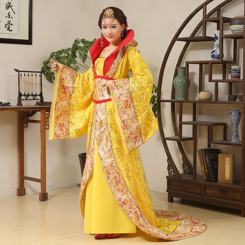 Роскошный китайский костюм феи с Луной, одежда династии Хань, принцесса, древний Королевский ханьфу, женский костюм «наложница императора», императрица, косплей - Цвет: yellow