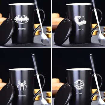 

Creative 400ml Super Hero Theme Coffee / Milk / Tea Mugs Cup, Office Europe Style Water Cup With Cover And Spoon