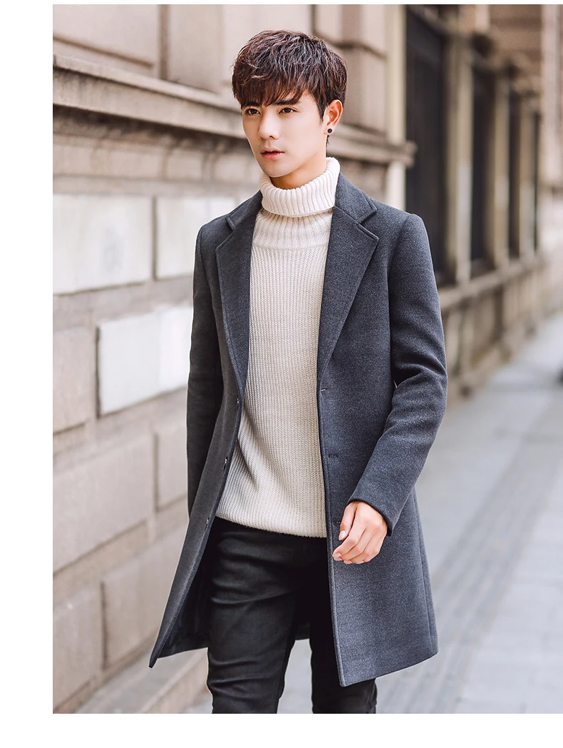 Wool Blend Men's Coat Woollen Overcoat Winter Autumn Men Coat Fashion Brand Clothing Lined Warm Woolen Overcoat Male MOOWNUC 5XL