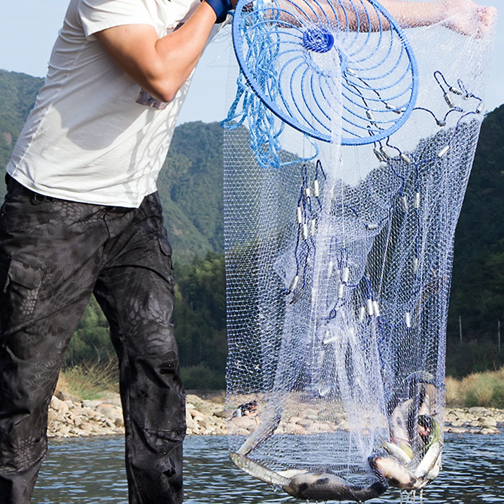2.4m/7.87ft Diameter Fishing Cast Net Mesh Spread Whire Nest US Hand  Throwing Catch Fish Nylon Network Spin Diameter Bait Sinker
