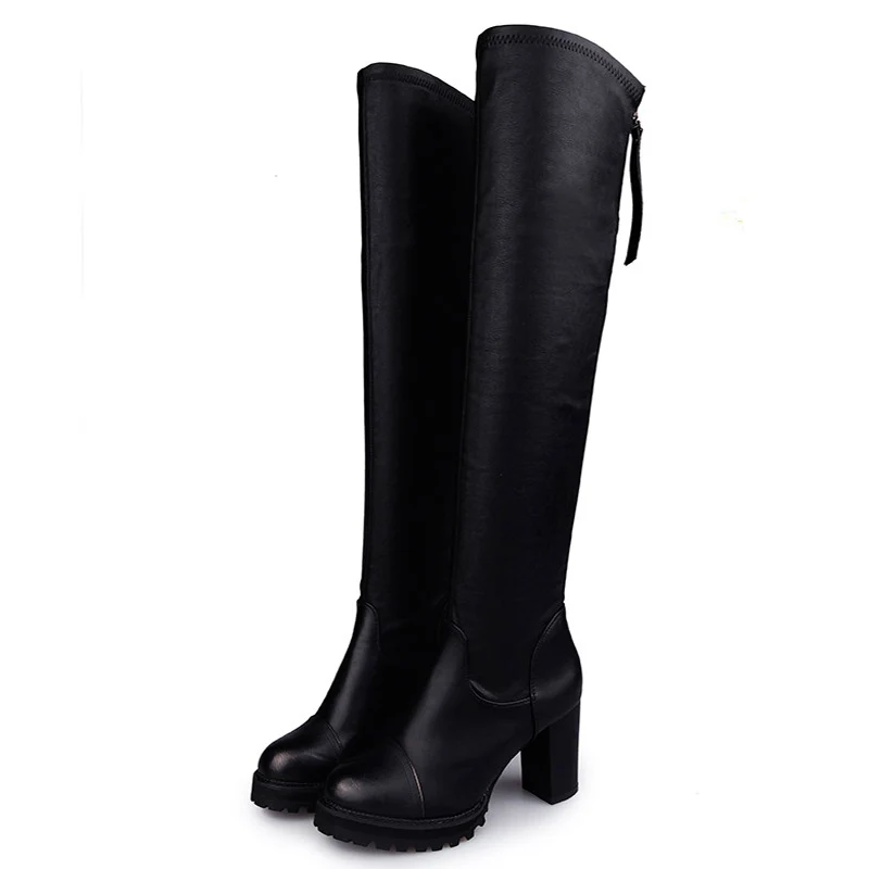 

Winter Shoes Stretch Leather Women Boots Autumn Thigh High Boots High Heels Shoes Winter Women Over The Knee Boots Mujer Botas
