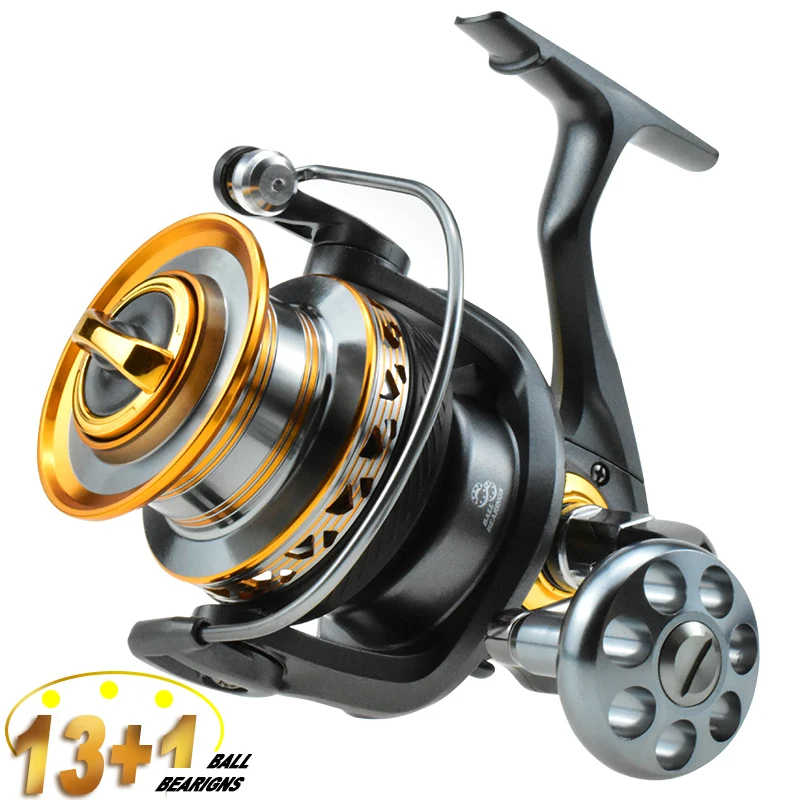

Spinning Reel 13+1 BB Metal Main Body Water Resistant Saltwater Fishing Reel for Long Distance Shoot Surfcasting Fishing Pesca