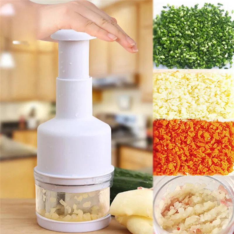 

Vegetable Garlic Onion Pressing Chopper Dicer Peeler Cutter Kitchen Tool White ginger garlic chopper shredder A1